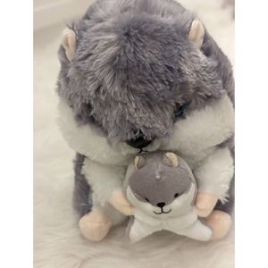 PLUSH STUFFED ANIMAL GRAY AND WHITE HAMSTER | MOMMA AND BABY | SOFT